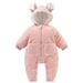 Shldybc Baby Fuzzy Bear Ear Romper Cute Thickenin Warm Cosy Zipper Hooded Jumpsuit for Cold Weather Toddler Casual Onesize Bodysuit on Clearance