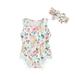 Bagilaanoe Newborn Easter Clothes Baby Girl Rompers Floral Print Sleeveless Bodysuits + Headband 3M 6M 12M 18M Infant Summer One Piece Jumpsuit