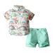 Toddler Boys Outfits Dinosaur Shirt Shorts Set Children S Short Sleeve Colorful Dinosaur Shirt Casual Pants Set Clothes for Boys Size 3-4T