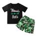 Toddler Boys Outfits Kids Summer Beach Short Sleeve Letter T Shirts Tops Camouflage Shorts Set Clothes for Boys Size 2-3T