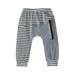 Qtinghua Toddler Baby Boy Jogger Harem Pants Striped Elastic Waist Trousers with Zip Hiphop Pants Sweatpants White 0-1 Years