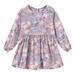 HBYJLZYG Floral Dress For Girls Toddler Baby Fashion Long Sleeve Floral Printed Skater Dress Round Neck Zipper Dress Suit 1-6 Years