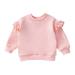 Qiangong Toddler Unisex Pullover Sweatshirt Solid Ruffles Long Sleeve Crew Neck Girls Long Sleeve Solid Shirt Tops Kids Fall Winter Clothes Pink 3-4 Years