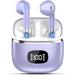 Wireless Earbuds Bluetooth Headphones 5.3 Bass Stereo Earphones 40H Playtime Ear Buds with LED Power Display Bluetooth Earbud with Noise Cancelling Mic IPX7 Waterproof Earbuds for iOS Android Purple