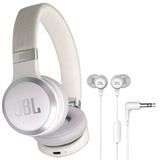 JBL Live 460NC Noise-Canceling Wireless On-Ear Headphones White + JBL C50HI In-Ear Headphones White