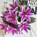 Dyegold 10 Head Artificial Lily Easter Lily Flowers for Easter Purple Flowers Fake Tiger Lily for Spring Purple Wedding Table Centerpiece Holiday Home Decoration (10 Purple)