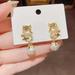 WeowiYief Dragon Dangling Pearl Earrings Artificial Flowers for Decoration