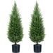 SUSIMOND Artificial Topiary Tree Two 3 Foot Artificial Cedar Trees Indoor Outdoor UV Resistant Bushes Potted Plants Artificial Shrubs Tree