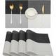 Sunxury - Lot de 4 sets de table à grille noire et blanche - Sets de table lavables en vinyle tissé