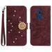 Nokia C3 Case Leather Wallet Flip Cover Magnetic Sunflower Compatible with Nokia C3