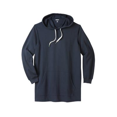 Men's Big & Tall Fleece longer-length pullover hoodie by KingSize in Navy (Size 9XL)