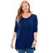 Plus Size Women's Washed Thermal High-Low Henley Tunic by Woman Within in Evening Blue (Size 30/32)