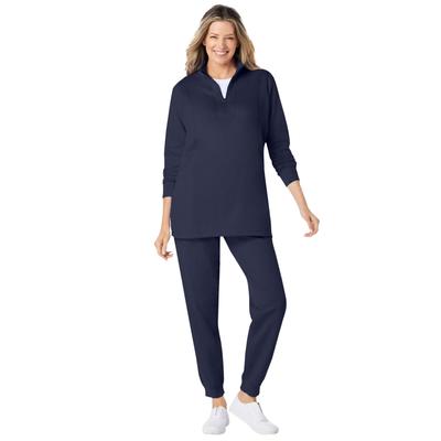Plus Size Women's 2-piece fleece sweatshirt set by Woman Within in Navy (Size 2X)