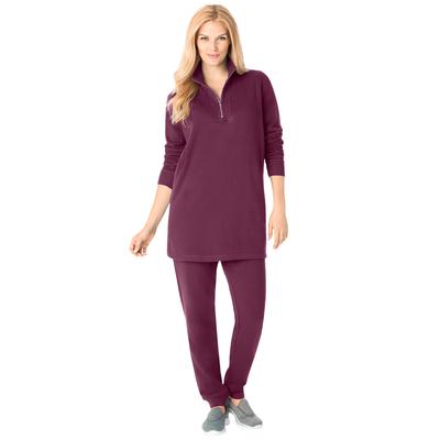 Plus Size Women's 2-piece fleece sweatshirt set by Woman Within in Deep Claret (Size 5X)