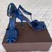 Louis Vuitton Shoes | Louis Vuitton Women’s Closed Toe T-Strap 3 Inch Heels In Blue Leather Size 6 | Color: Blue | Size: 6