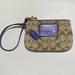 Coach Bags | Coach “Poppy” Tan Signature Canvas/ Purple Leather Trim Wristlet | Color: Purple/Tan | Size: 6.5” W X 4.25” H