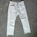 Levi's Jeans | Levi’s 501 White Denim, Raw Hem Distressed | Color: White | Size: 30