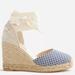 J. Crew Shoes | Brand New J Crew Made-In-Spain Lace-Up High-Heel Espadrilles In Gingham-8.5 | Color: Blue | Size: 8.5