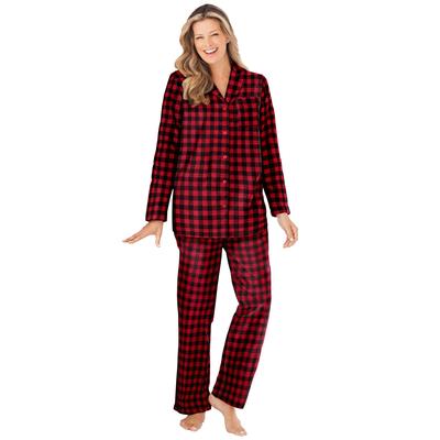 Plus Size Women's Classic Flannel Pajama Set by Dreams & Co. in Red Buffalo (Size M) Pajamas