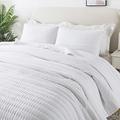 Oversized California Cal King Size Quilt Bedding Sets with Pillow Shams, White Lightweight Bedspread Coverlet, Quilted Blanket Thin Comforter Bed Cover for All Season, 3 Pieces, 118x106 inches