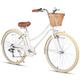 Glerc Missy 26" inch Girl Cruiser Youth Teen Woman Bike Shimano 6-Speed Teen Hybrid City Bicycle for Youth Ages 14 15 16 17 18 19 20 Years Old with Wicker Basket & Lightweight,White