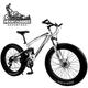 CSLWJ Bikes,Dual-Suspension Mountain Bike with Mechanical Disc Brakes, Fat Tire Mountain Trail Bikes for Adults Men Women, High Carbon Steel Mountain Bicycle, Adjustable Seat/White/24 inch 27 s Peed