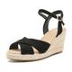 MRKEWUNEY Wedge Platform Sandals for Women Open Toe Espadrille Cross Sandals Ankle Strap Casual Mid Heel Sandals Beach Sandals Black Size 41