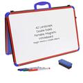 Double-Sided Magnetic Dry-Erase Portable Desktop Whiteboard – A2 Landscape Size, Foldable with Carry Handle, Perfect for KS1&2, SEN Teaching, Home Education & Tutoring - Red/Blue