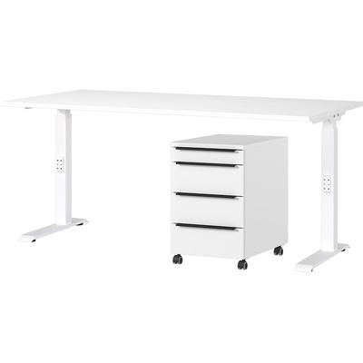 Büromöbel-Set GERMANIA "Mailand", weiß, B:160cm, Spanplatte, Metall, Arbeitsmöbel-Sets, inkl. Schreibtisch und Rollcontainer Image