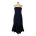 Dress the Population Cocktail Dress - Midi Strapless Sleeveless: Blue Solid Dresses - Women's Size Large