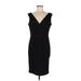 White House Black Market Casual Dress - Sheath V-Neck Sleeveless: Black Print Dresses - Women's Size 8