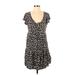 Arizona Jean Company Casual Dress - Mini Plunge Short sleeves: Black Dresses - Women's Size Medium