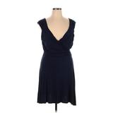 Venus Casual Dress - Fit & Flare V-Neck Sleeveless: Blue Solid Dresses - Women's Size X-Large
