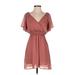 Altar'd State Cocktail Dress - Popover: Burgundy Solid Dresses - Women's Size Small