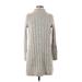 Madewell Casual Dress - Sweater Dress Turtleneck Long sleeves: Gray Marled Dresses - Women's Size Small