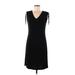 Ann Taylor LOFT Casual Dress - Sheath V Neck Short sleeves: Black Print Dresses - Women's Size Medium