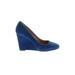 Banana Republic Wedges: Blue Solid Shoes - Women's Size 7 - Almond Toe