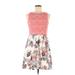 Kensie Casual Dress - Fit & Flare: Pink Floral Dresses - Women's Size Medium