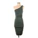 Express Cocktail Dress - Bodycon: Green Solid Dresses - Women's Size Small