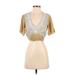 LC Lauren Conrad Short Sleeve Blouse: Gold Tops - Women's Size Small