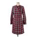 Boden Casual Dress - Shirtdress: Red Plaid Dresses - Women's Size 6 Tall