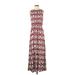 Ann Taylor LOFT Casual Dress - Maxi: Burgundy Print Dresses - Women's Size Small