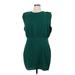 Perfectly Priscilla Casual Dress - Shift: Green Solid Dresses - New - Women's Size 1X