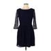 French Connection Casual Dress - A-Line: Blue Jacquard Dresses - Women's Size 10