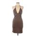 Princess Polly Cocktail Dress - Bodycon: Brown Grid Dresses - Women's Size 6