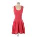 Express Casual Dress - Fit & Flare: Red Damask Dresses - Women's Size Small