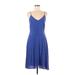 Express Casual Dress - Fit & Flare: Blue Solid Dresses - Women's Size Medium