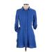 Everly Casual Dress - Shirtdress: Blue Dresses - Women's Size Small