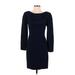 Scaasi Casual Dress - Sweater Dress: Blue Solid Dresses - Women's Size 2