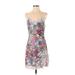 fleur du mal Casual Dress - A-Line V-Neck Sleeveless: Silver Floral Dresses - Women's Size Large